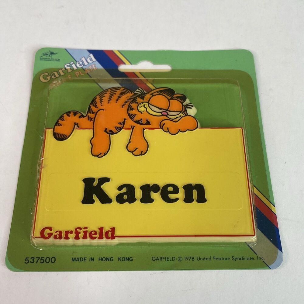 NEW Vintage Garfield Name Plate Karen 1978 RARE, Sealed, Yellow